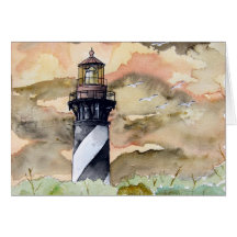 St Augustine Florida lighthouse painting Greeting Cards