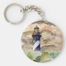 St Augustine Florida lighthouse painting Key Chain