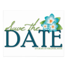 St Croix Blue Frangipani Save the Date Post Card