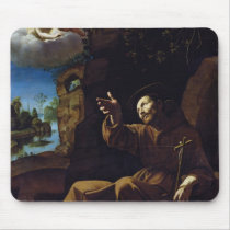 St. Francis of Assisi Consoled by an Angel mousepads