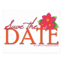 St John Pink Frangipani Save the Date Postcards
