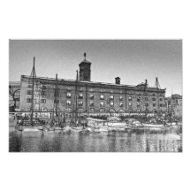 St Katherine's Dock London sketch Photo Print