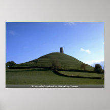St. Michael's Chapel and tor, Glastonbury, Somerse Print
