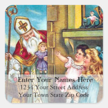 St Nick Delivers Vintage Christmas Address Label Sticker