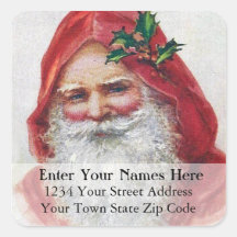 St Nick Portrait Vintage Christmas Address Label Square Sticker