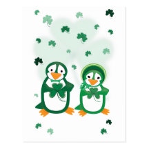 St. Paddy's Day Penguins Postcard