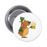 St Patrick bear drinking beer Pinback Button