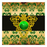 ST. PATRICK'S CELTIC HEART Green Damask Parchment Personalised Announcement