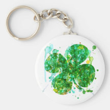 St. Patricks Day Abstract Shamrock Art Key Chains