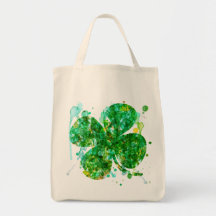 St. Patricks Day Abstract Shamrock Art Tote Bags
