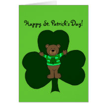 St. Patrick's Day Bear and shamrock card