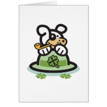 St. Patrick's Day Dog n Hat Design Greeting Cards