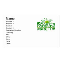 St Patricks Day Drinking Team. Irish Celebrations. Business Card Template