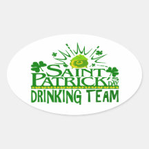 St Patricks Day Drinking Team. Irish Celebrations. Oval Stickers