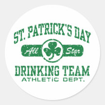 St. Patrick's Day Drinking Team Round Sticker
