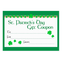 St. Patrick's Day Gift Coupon Business Cards