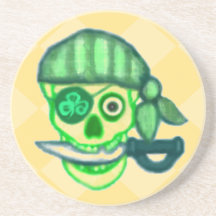 St. Patrick's Day Irish Pirate Skull  Coaster