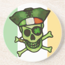 St. Patrick's Day Irish Pirate Skull  Coaster