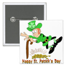 St Patrick's Day Leprechaun Gold Buttons