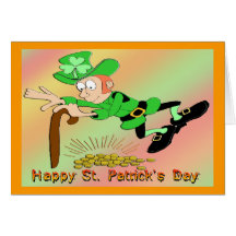 St Patrick's Day Leprechaun Gold Greeting Card