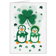 St. Patrick's Day Penguins Card
