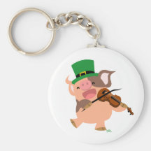 St Patrick's Day violinist pig keychain