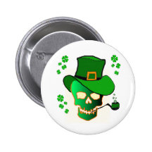 St. Patricks Skull Pinback Button