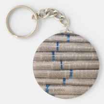Stack of Newspapers Current Events Art Keychain