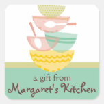 Stacked cooking baking mixing bowls gift tag label square stickers