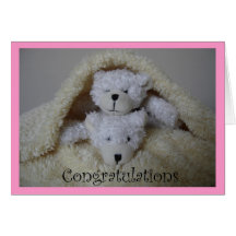 stacked girl twin bears congratulations greeting card