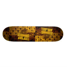 Stacks of gold bars skate boards