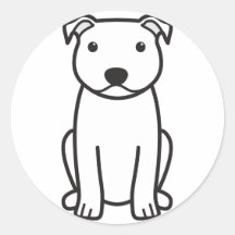 Staffordshire Bull Terrier Dog Cartoon Round Sticker
