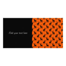 Stag Deer on Bright Orange Custom Photo Card