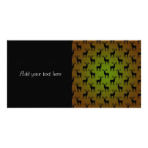 Stag Deer Pattern On Green Brown Photo Cards