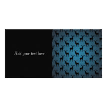Stag Deer Silhouette on Blue Personalized Photo Card