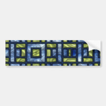 STAINED GLASS BLUE & GREEN BUMPER STICKERS