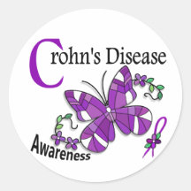 Stained Glass Butterfly 2 Crohn's Disease Stickers