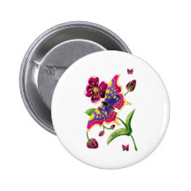 Stained Glass Butterfly Button