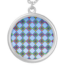 Stained Glass Effect Floral Pattern. Necklaces