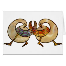 stained glass interlaced swans greeting cards