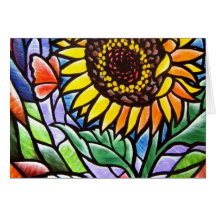 Stained Glass Like Flower plus Fantasy Art Greeting Card