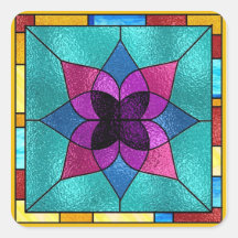 Stained Glass Look Flower Stickers