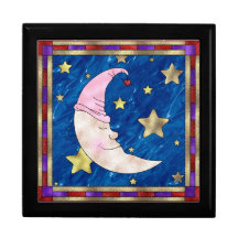 Stained Glass  Look Half Moon Jewellery Box Keepsake Boxes