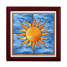 Stained Glass  Look With Sun Beautiful Framed Box Gift Box
