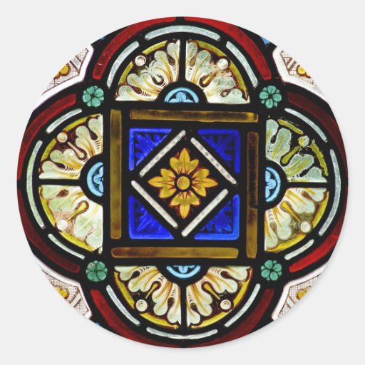 stained glass window round sticker zazzle stained glass window round sticker zazzle