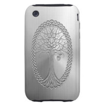 Stainless Steel Effect Celtic Tree Graphic iPhone 3 Tough Case