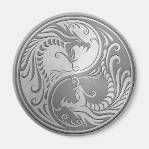 Stainless Steel Yin Yang Dragons Fridge Magnets
