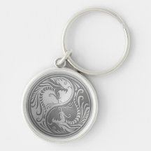 Stainless Steel Yin Yang Dragons Key Chain