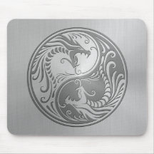 Stainless Steel Yin Yang Dragons Mouse Pad