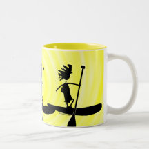 Stand Up Paddle Silhouette Design Coffee Mugs